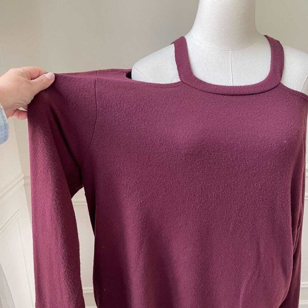 LNA Burgundy Cold Shoulder Super Soft Shirt 2X